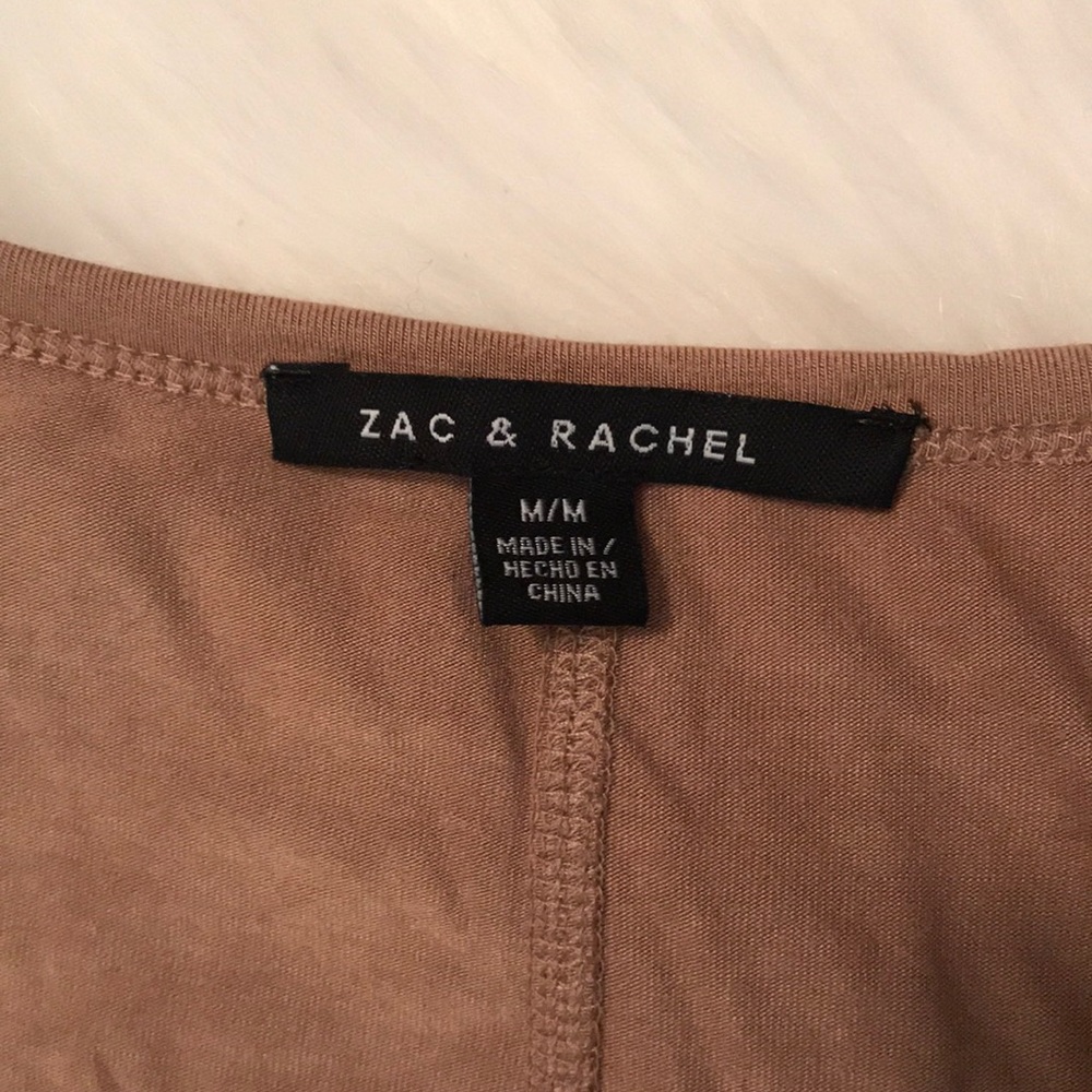 Zac & Rachel long sleeve tan fringe top size M - Picture 2 of 6